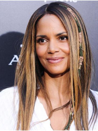 Straight Long Synthetic Lace Front 16" Without Bangs Great Halle Berry Wigs
