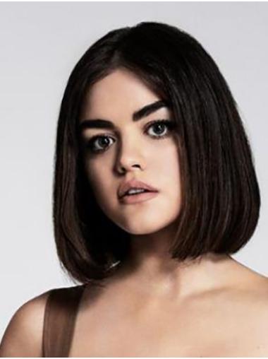 Straight 12" Black Chin Length Bobs Lucy Hale Wigs