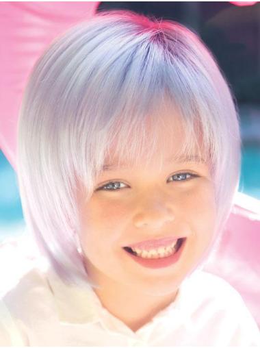 Short Straight Synthetic Grey Style Kids Wigs