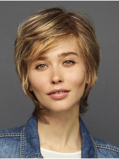 Style Boycuts Synthetic Blonde 100% Hand-tied Straight Short Wig